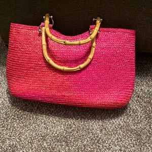 St John’s Bay wheat straw bamboo handled hand bag